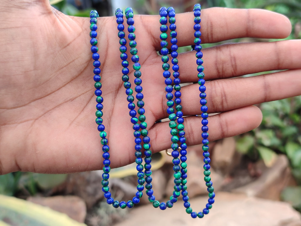 Polished A Grade Azurite and Malachite Ball Shaped Beaded Necklace - Sold Per Item - From Congo - Toprock Gemstones and Minerals 