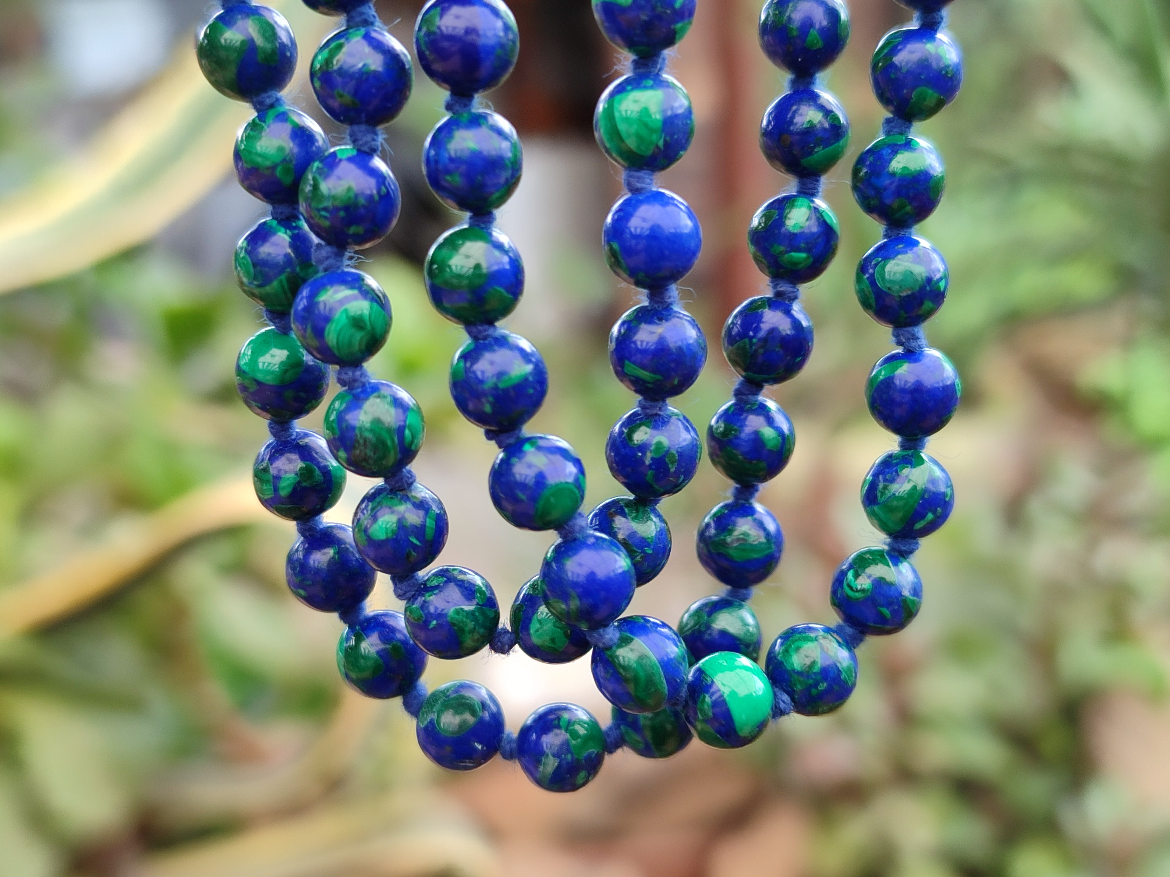 Polished Rare Azurite Ball Shaped Beaded Necklace - Sold Per Item - From Congo - Toprock Gemstones and Minerals 