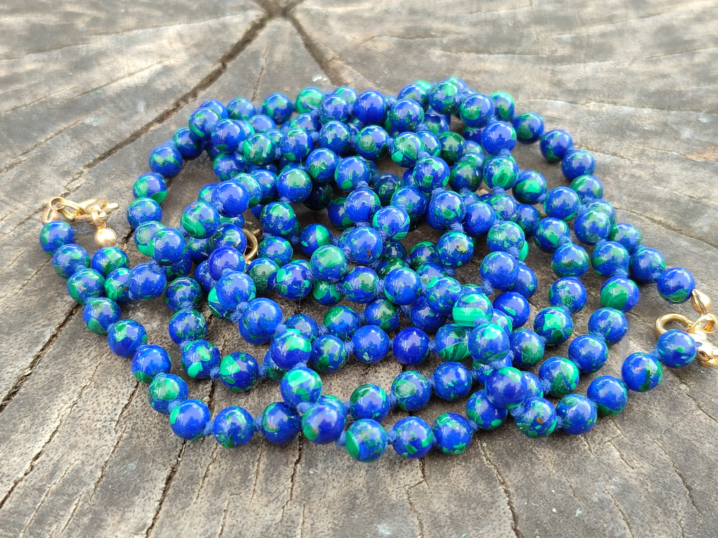Polished Rare Azurite Ball Shaped Beaded Necklace - Sold Per Item - From Congo - Toprock Gemstones and Minerals 