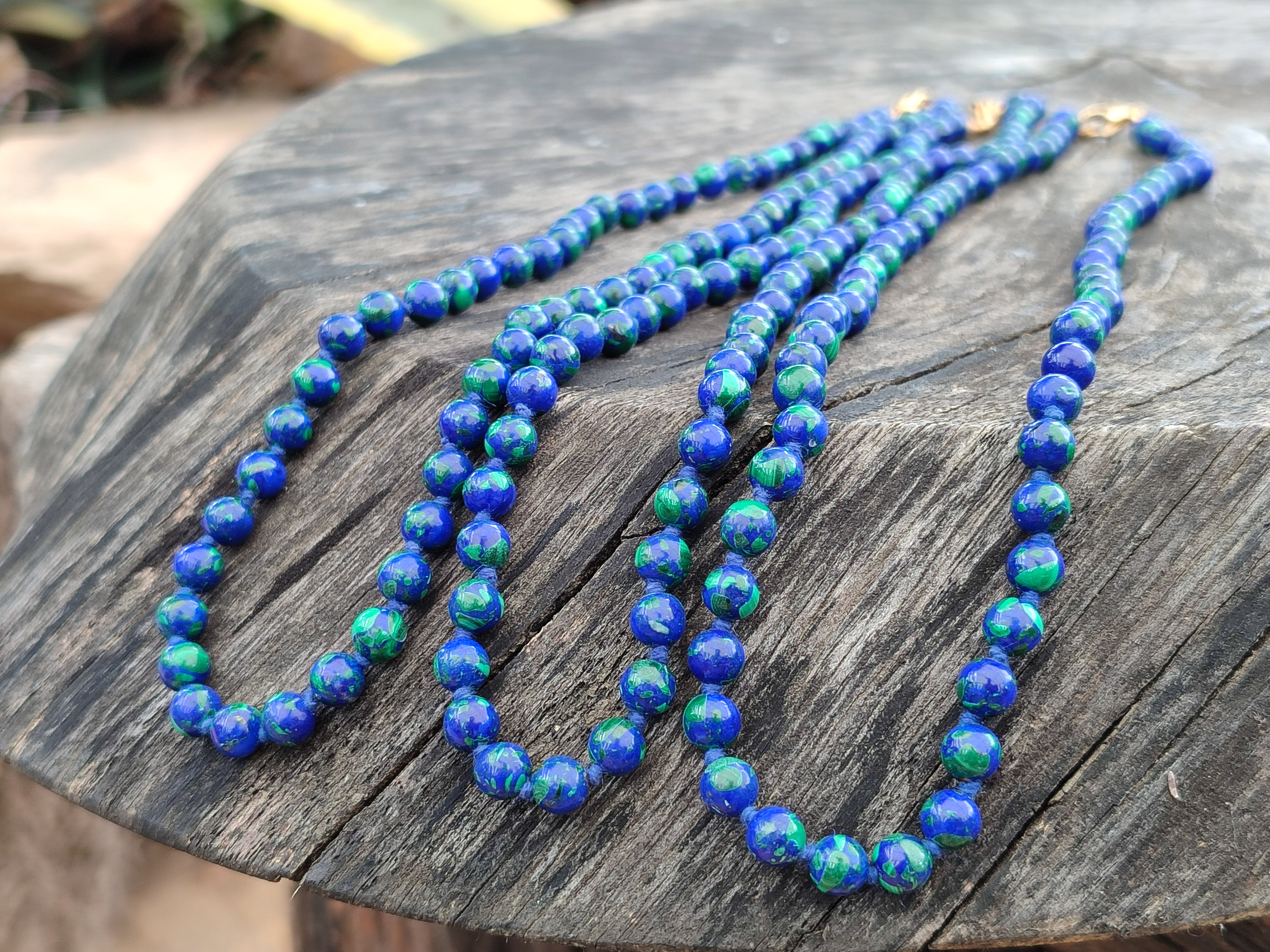 Polished Rare Azurite Ball Shaped Beaded Necklace - Sold Per Item - From Congo - Toprock Gemstones and Minerals 