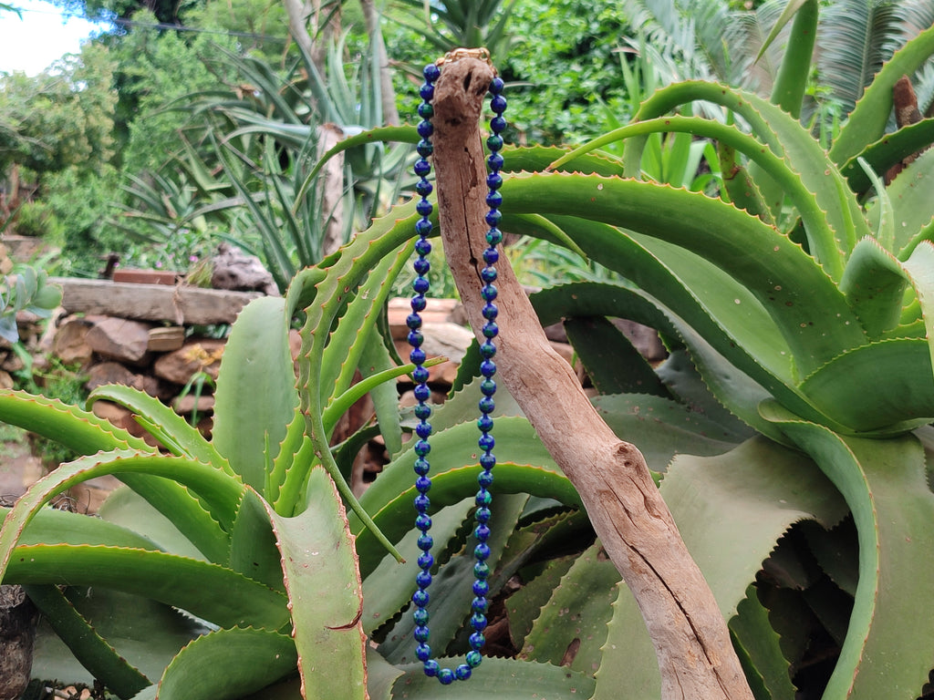 Polished Rare Azurite Ball Shaped Beaded Necklace - Sold Per Item - From Congo - Toprock Gemstones and Minerals 