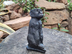 Hand Made Black Soapstone Baboon Carving x 1 From Zimbabwe - Toprock Gemstones and Minerals 