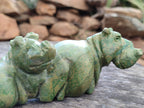 Polished Ruby Corundum In Chrome Verdite Hippo Carvings x 2 From Zimbabwe - Toprock Gemstones and Minerals 