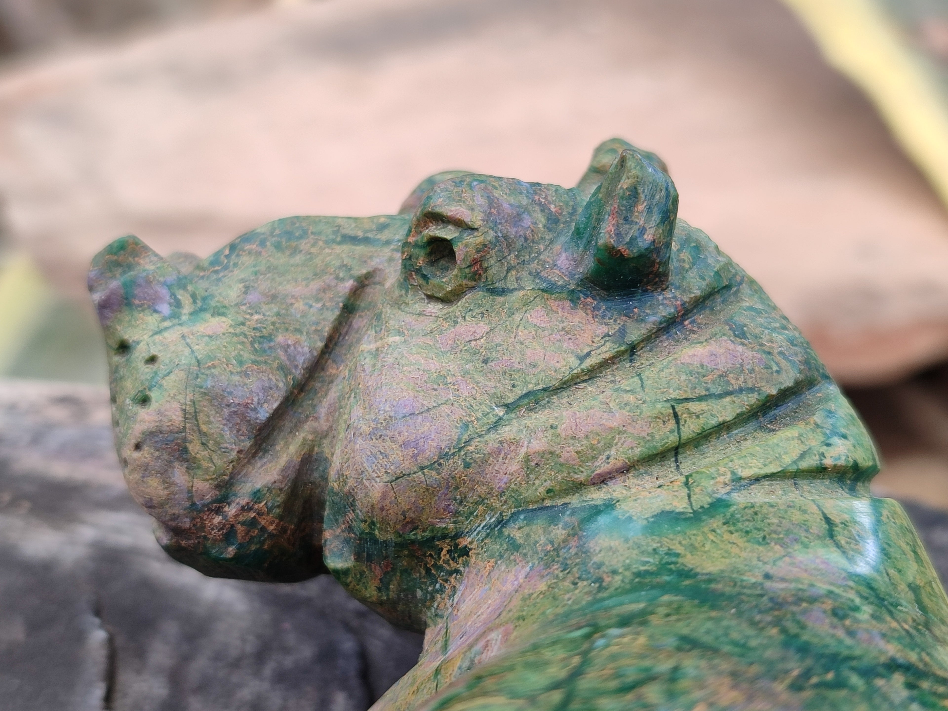 Polished Ruby Corundum In Chrome Verdite Hippo Carvings x 2 From Zimbabwe - Toprock Gemstones and Minerals 