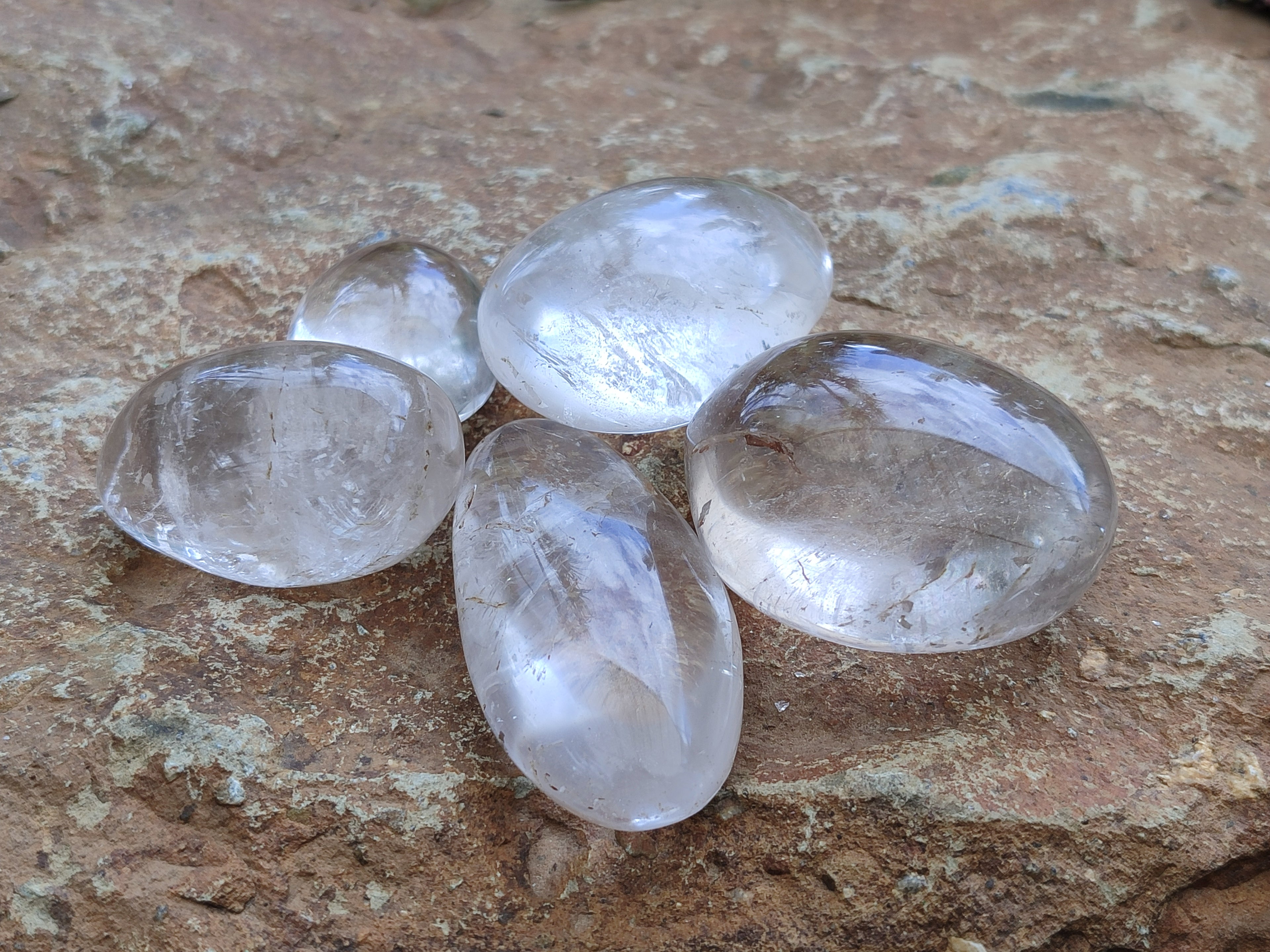 Polished Clear Quartz Palm Stones x 24 From Madagascar - Toprock Gemstones and Minerals 