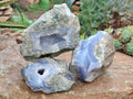 Natural Blue Lace Agate Geode Specimens x 3 From Malawi - Toprock Gemstones and Minerals 
