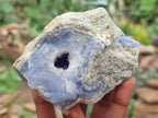 Natural Blue Lace Agate Geode Specimens x 3 From Malawi - Toprock Gemstones and Minerals 