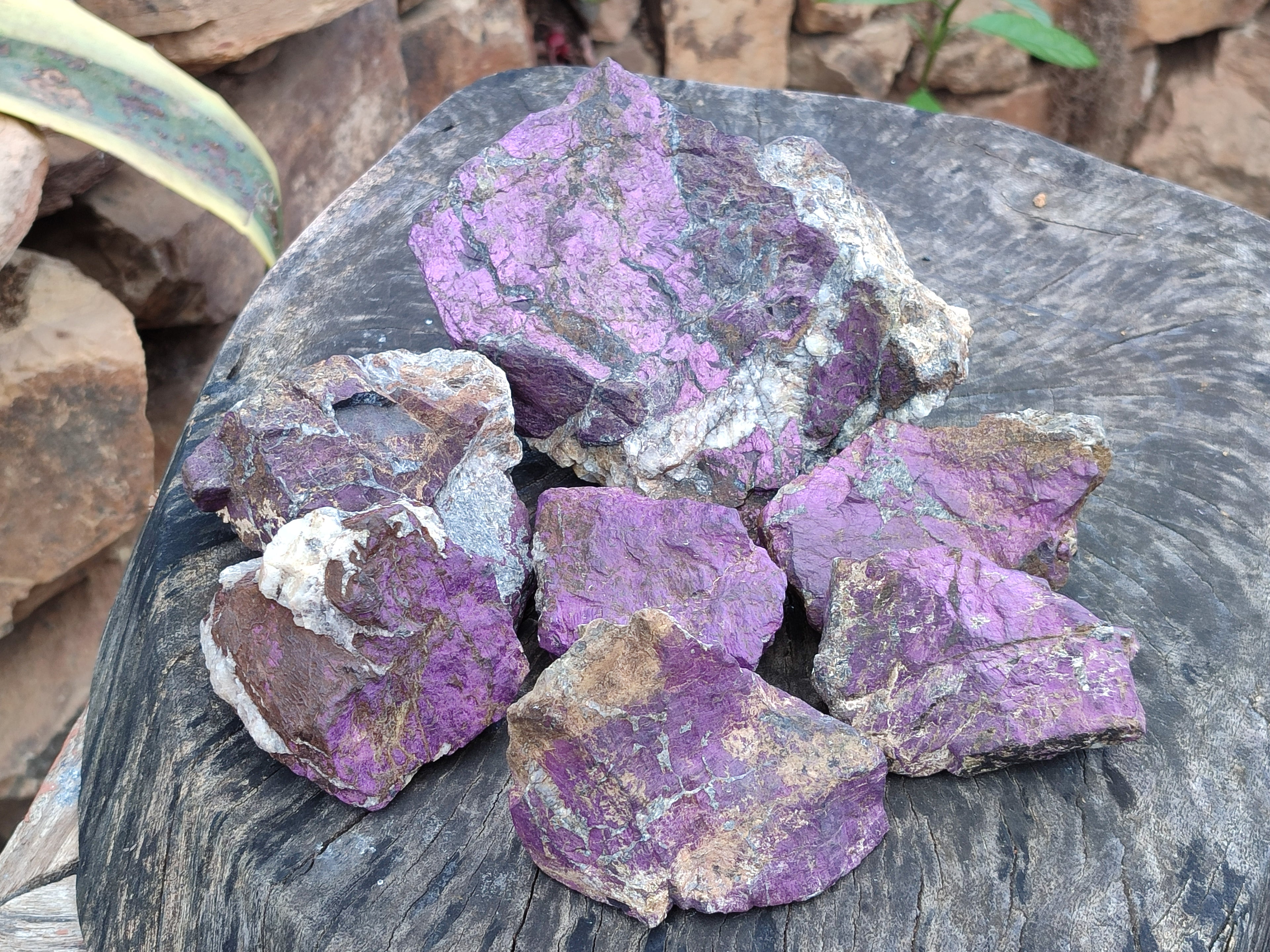 Natural Metallic Purpurite Cobbed Specimens x 7 From Erongo, Namibia - Toprock Gemstones and Minerals 