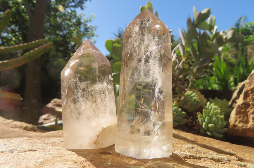 Polished Smokey Quartz Crystals x 6 From Madagascar - Toprock Gemstones and Minerals 