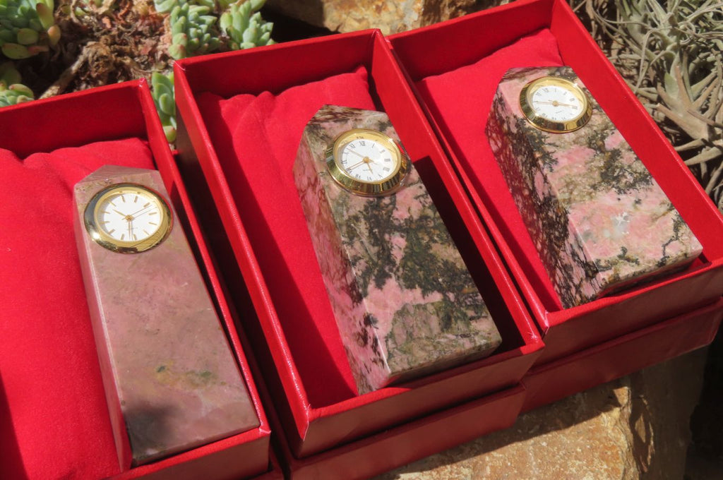 Polished Pink Rhodonite Obelisk Clock Towers - sold per item - From Madagascar - Toprock Gemstones and Minerals 