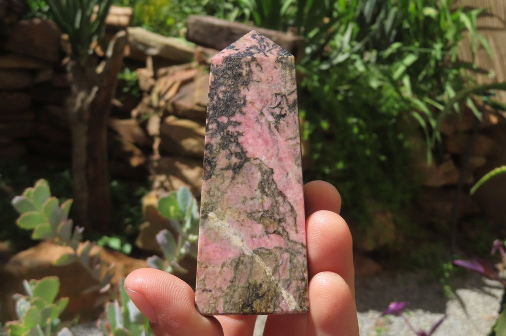 Polished Pink Rhodonite Obelisk Clock Towers - sold per item - From Madagascar - Toprock Gemstones and Minerals 