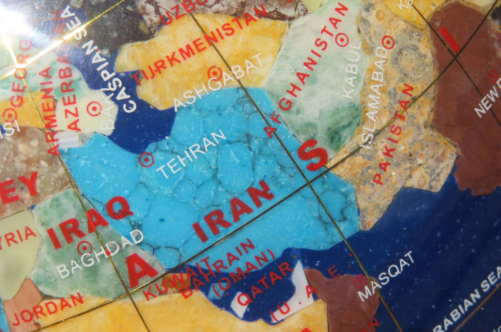 Hand Made Lapis Lazuli and Mixed Gemstone World Globe with Metal Stand - sold per item -  From China - Toprock Gemstones and Minerals 