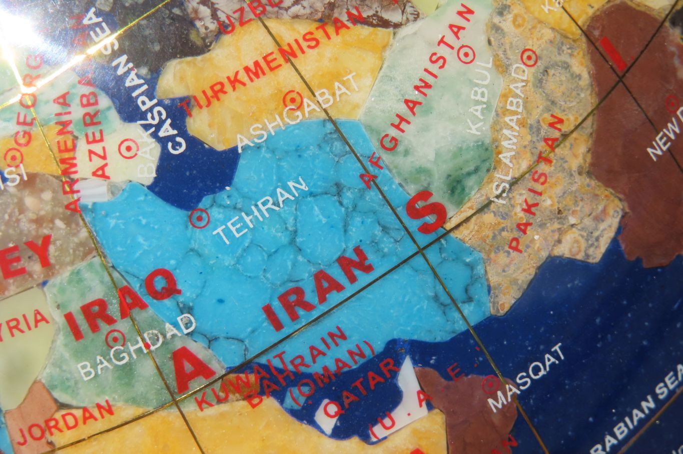 Hand Made Lapis Lazuli and Mixed Gemstone World Globe with Metal Stand - sold per item -  From China - Toprock Gemstones and Minerals 