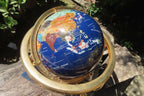Hand Made Lapis Lazuli and Mixed Gemstone World Globe with Metal Stand - sold per item -  From China - Toprock Gemstones and Minerals 