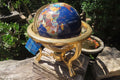 Hand Made Lapis Lazuli and Mixed Gemstone World Globe with Metal Stand - sold per item -  From China - Toprock Gemstones and Minerals 