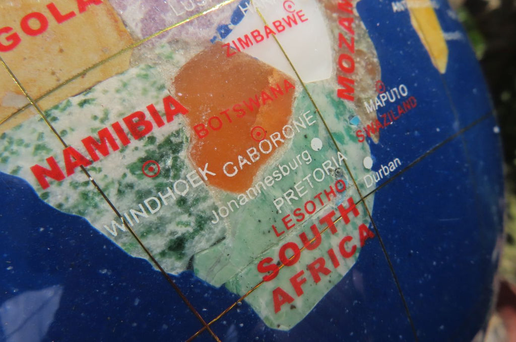 Hand Made Lapis Lazuli and Mixed Gemstone World Globe with Metal Stand - sold per item -  From China - Toprock Gemstones and Minerals 