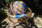 Hand Made Lapis Lazuli and Mixed Gemstone World Globe with Metal Stand - sold per item -  From China - Toprock Gemstones and Minerals 