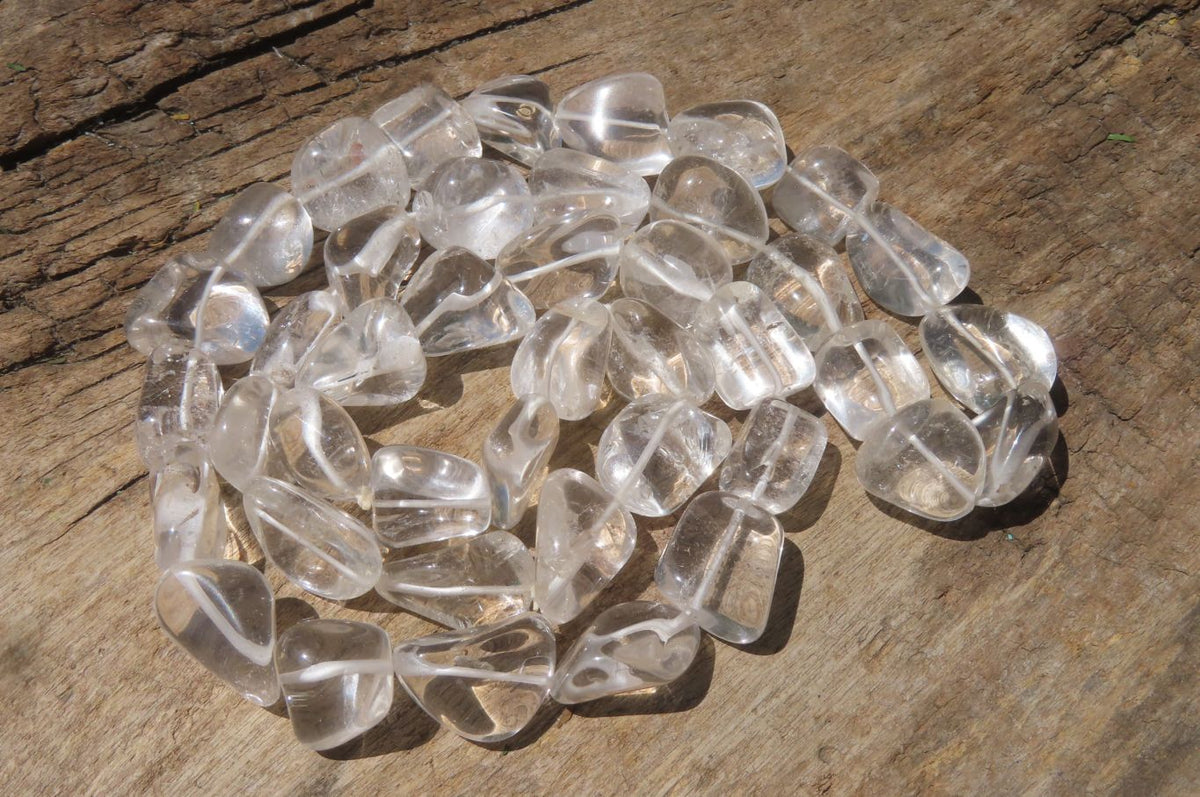 Polished Clear Quartz Rock Crystal Tumble Chip Bead Necklace - Sold Per Item - From Madagascar - Toprock Gemstones and Minerals 