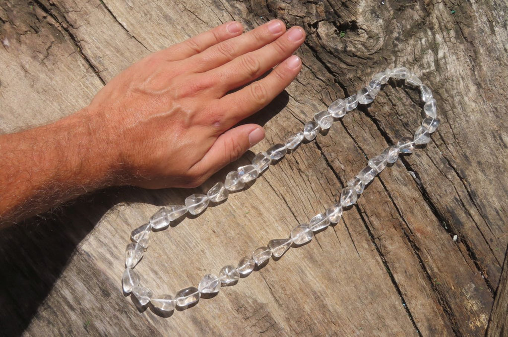 Polished Clear Quartz Rock Crystal Tumble Chip Bead Necklace - Sold Per Item - From Madagascar - Toprock Gemstones and Minerals 