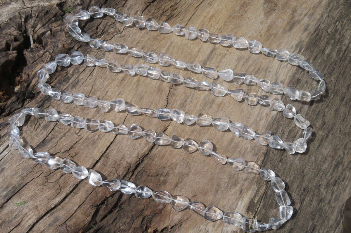 Polished Clear Quartz Rock Crystal Tumble Chip Bead Necklace - Sold Per Item - From Madagascar - Toprock Gemstones and Minerals 