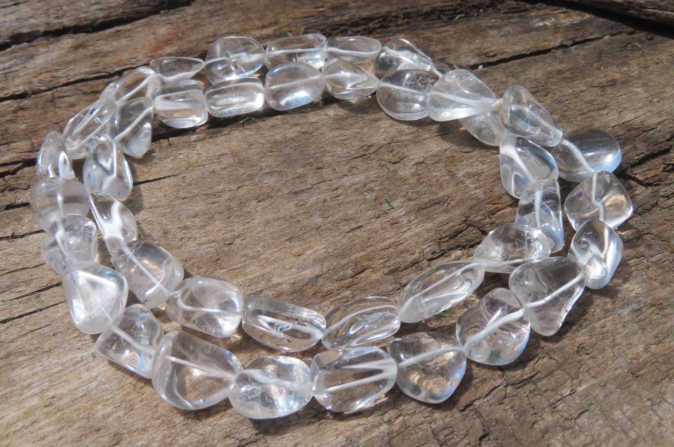 Polished Clear Quartz Rock Crystal Tumble Chip Bead Necklace - Sold Per Item - From Madagascar - Toprock Gemstones and Minerals 