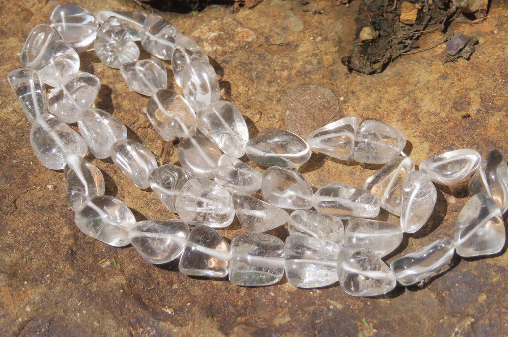 Polished Clear Quartz Rock Crystal Tumble Chip Bead Necklace - Sold Per Item - From Madagascar - Toprock Gemstones and Minerals 