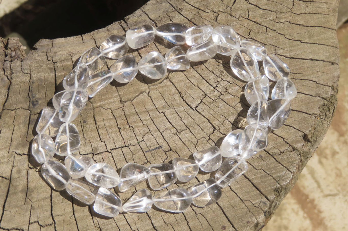 Polished Clear Quartz Rock Crystal Tumble Chip Bead Necklace - Sold Per Item - From Madagascar - Toprock Gemstones and Minerals 