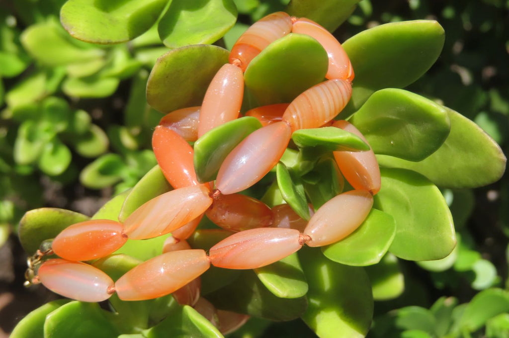 Polished Carnelian Agate Barrel Shaped Beaded Necklace - Sold per Item - From Botswana - Toprock Gemstones and Minerals 