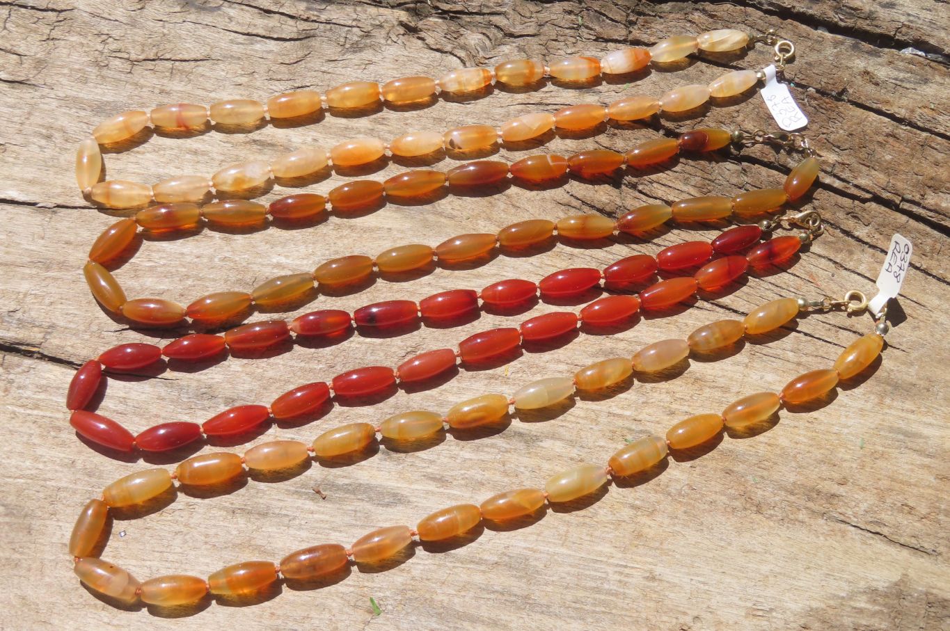 Polished Carnelian Agate Barrel Shaped Beaded Necklace - Sold per Item - From Botswana - Toprock Gemstones and Minerals 