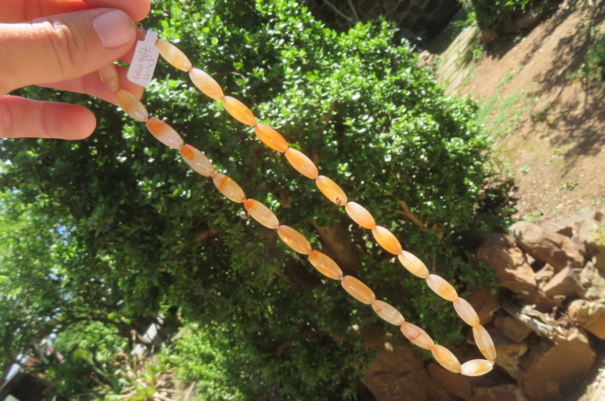 Polished Carnelian Agate Barrel Shaped Beaded Necklace - Sold per Item - From Botswana - Toprock Gemstones and Minerals 