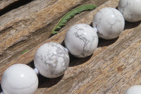 Polished Lightning Strike Magnesite - Howlite Ball Shaped Beaded Necklace - Sold Per Item - From Zimbabwe - Toprock Gemstones and Minerals 
