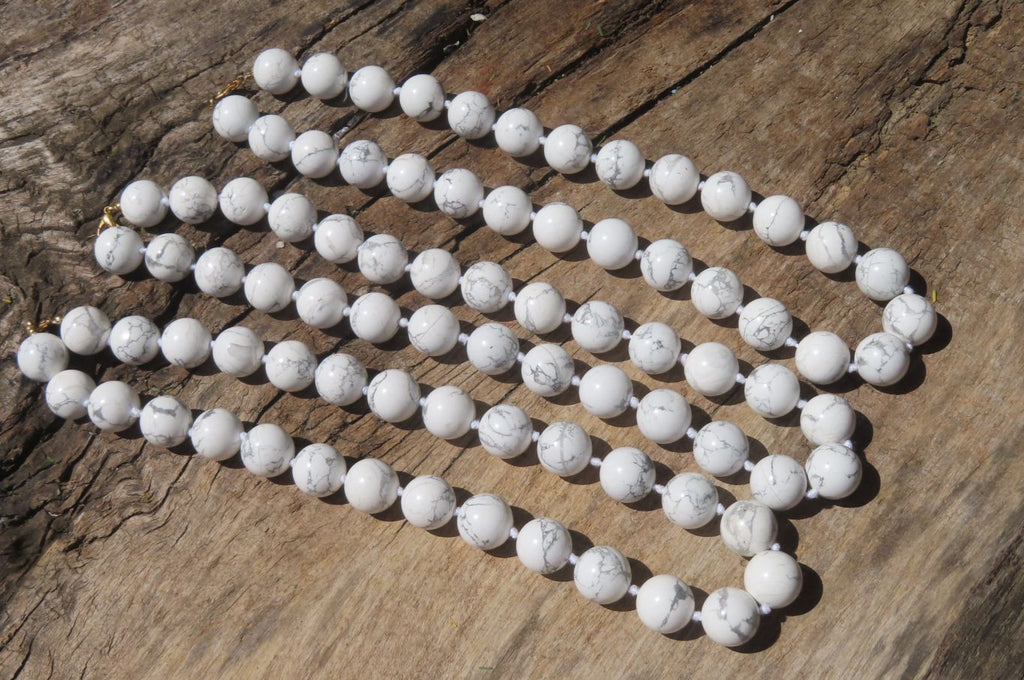 Polished Lightning Strike Magnesite - Howlite Ball Shaped Beaded Necklace - Sold Per Item - From Zimbabwe - Toprock Gemstones and Minerals 