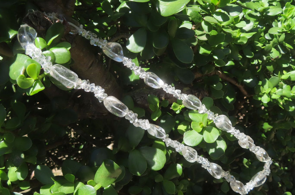 Polished Clear Quartz Rock Crystal Mixed Drilled and Tumble Chip Beaded Necklace - Sold Per Item - From Madagascar - Toprock Gemstones and Minerals 