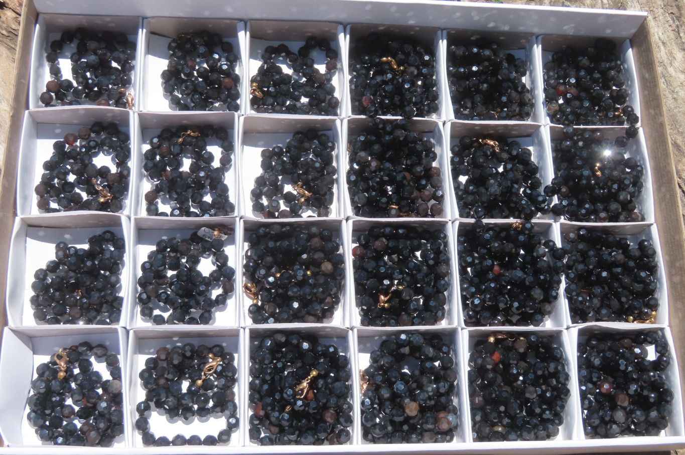 Polished Black Agate Faceted Beaded Necklace - Sold Per Item - From Brazil - Toprock Gemstones and Minerals 