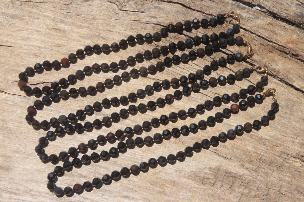 Polished Black Agate Faceted Beaded Necklace - Sold Per Item - From Brazil - Toprock Gemstones and Minerals 