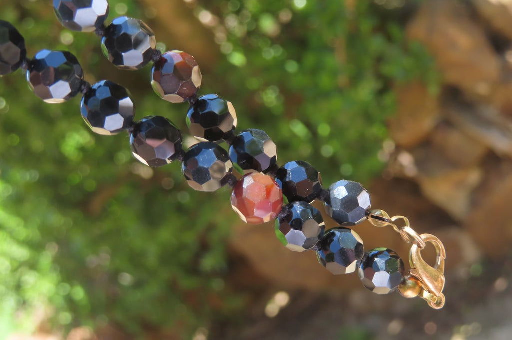 Polished Black Agate Faceted Beaded Necklace - Sold Per Item - From Brazil - Toprock Gemstones and Minerals 