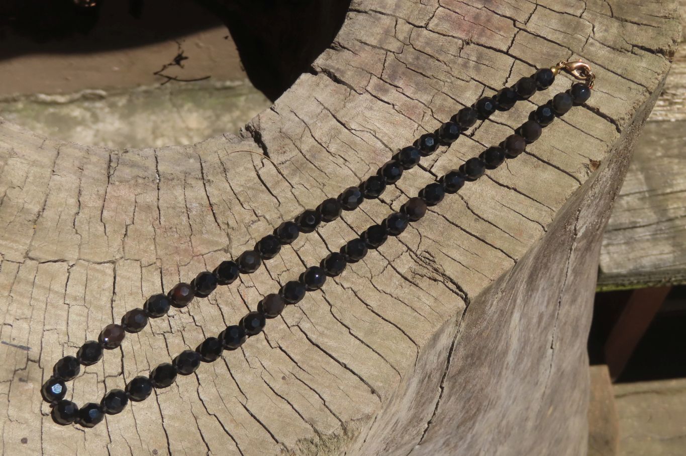 Polished Black Agate Faceted Beaded Necklace - Sold Per Item - From Brazil - Toprock Gemstones and Minerals 