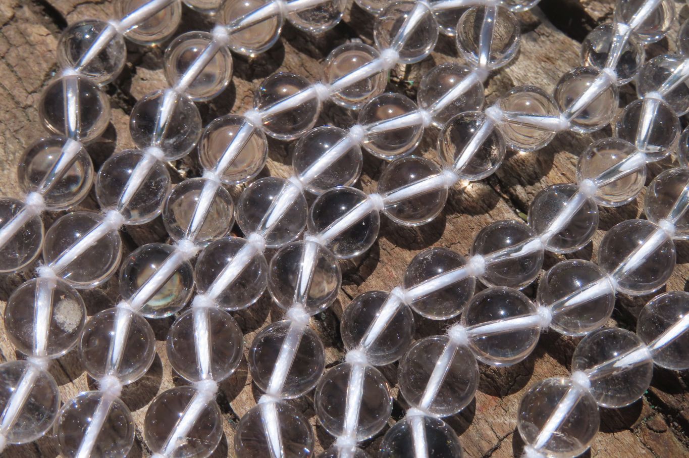 Polished Quartz Rock Crystal Ball Shaped Beaded Necklace - Sold Per Item - From Brazil - Toprock Gemstones and Minerals 