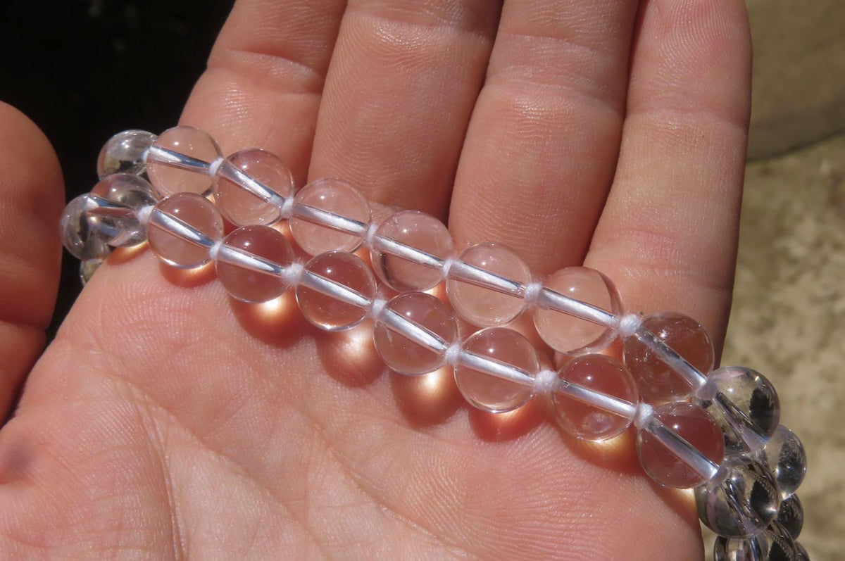 Polished Quartz Rock Crystal Ball Shaped Beaded Necklace - Sold Per Item - From Brazil - Toprock Gemstones and Minerals 