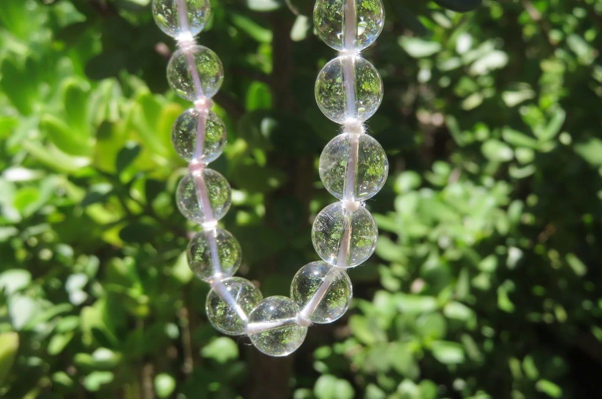 Polished Quartz Rock Crystal Ball Shaped Beaded Necklace - Sold Per Item - From Brazil - Toprock Gemstones and Minerals 
