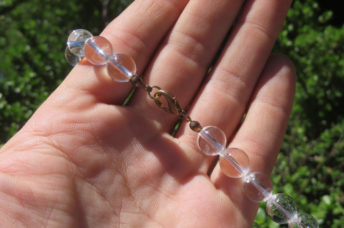 Polished Quartz Rock Crystal Ball Shaped Beaded Necklace - Sold Per Item - From Brazil - Toprock Gemstones and Minerals 