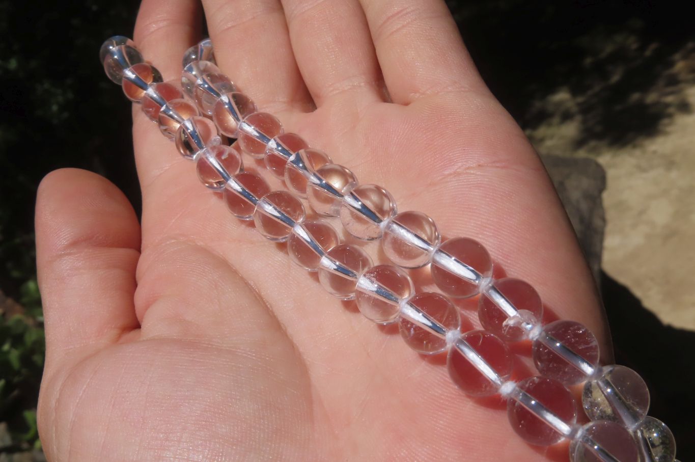 Polished Quartz Rock Crystal Ball Shaped Beaded Necklace - Sold Per Item - From Brazil - Toprock Gemstones and Minerals 