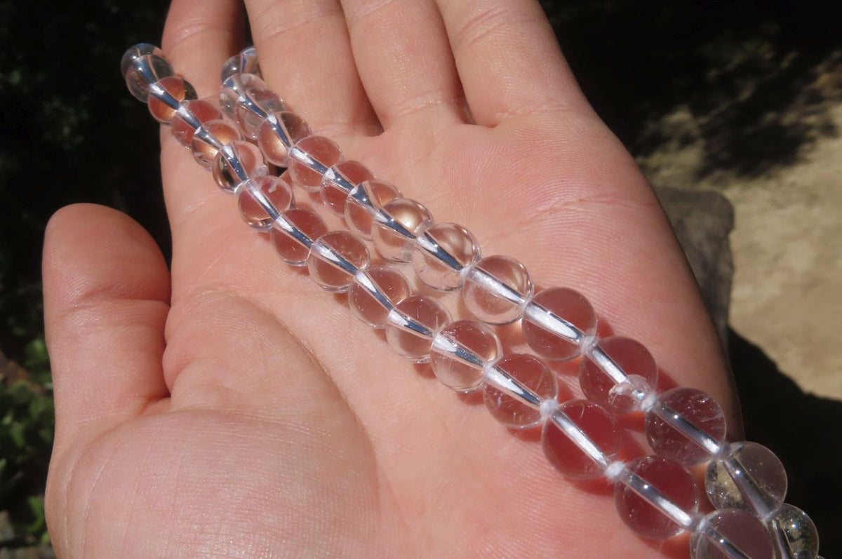 Polished Quartz Rock Crystal Ball Shaped Beaded Necklace - Sold Per Item - From Brazil - Toprock Gemstones and Minerals 