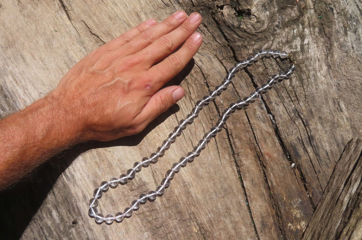 Polished Quartz Rock Crystal Ball Shaped Beaded Necklace - Sold Per Item - From Brazil - Toprock Gemstones and Minerals 
