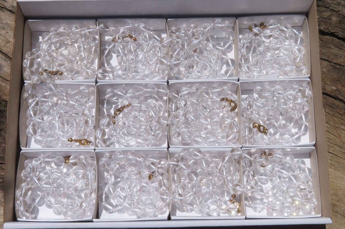 Polished Quartz Rock Crystal Ball Shaped Beaded Necklace - Sold Per Item - From Brazil - Toprock Gemstones and Minerals 