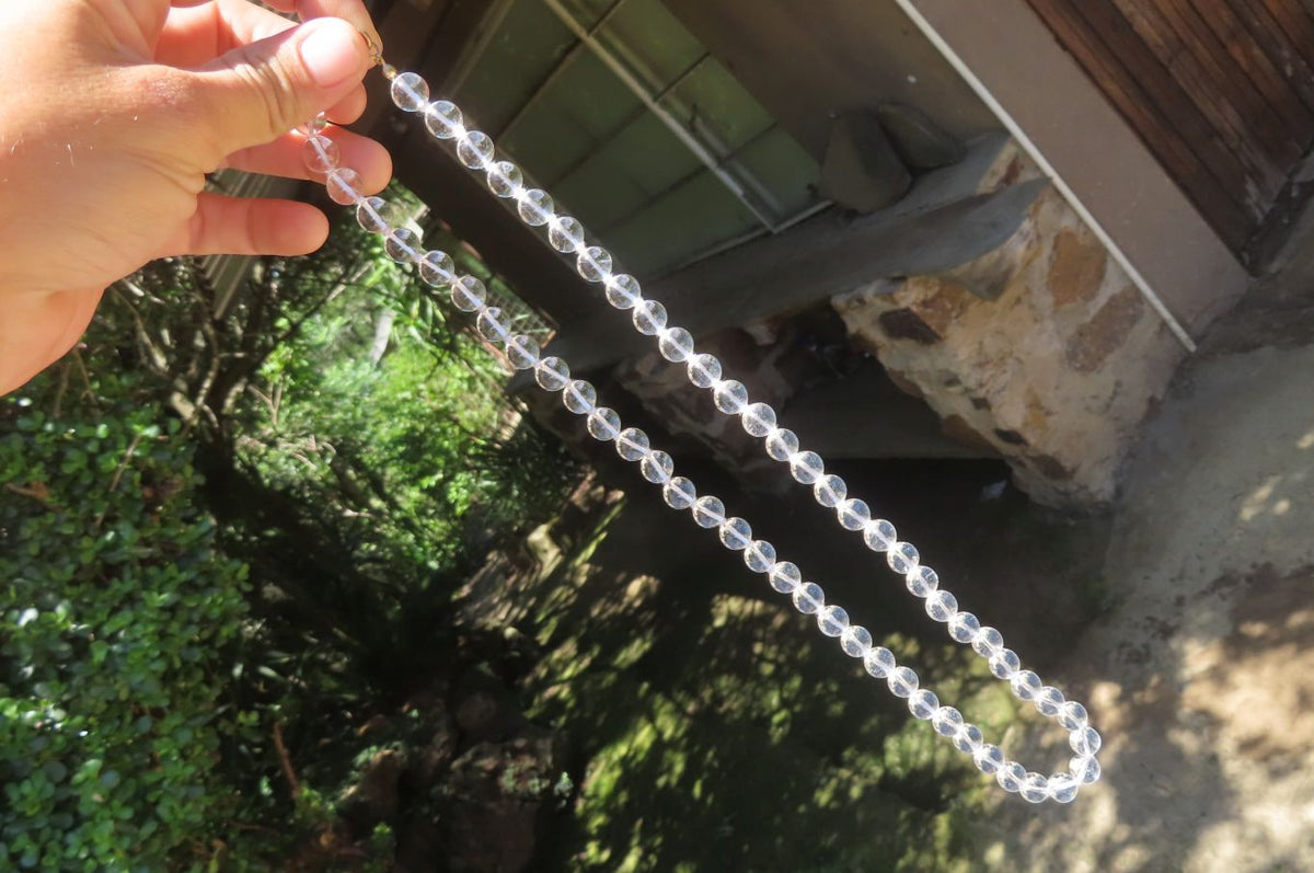 Polished Quartz Rock Crystal Ball Shaped Beaded Necklace - Sold Per Item - From Brazil - Toprock Gemstones and Minerals 