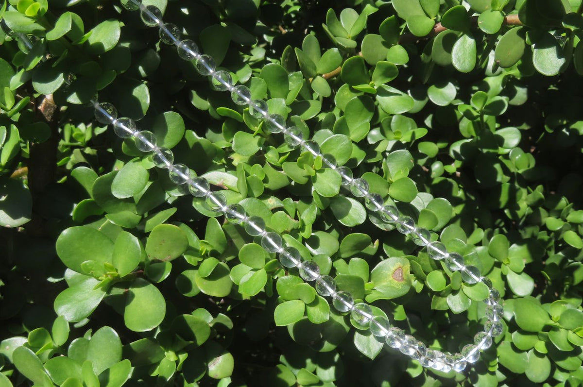 Polished Quartz Rock Crystal Ball Shaped Beaded Necklace - Sold Per Item - From Brazil - Toprock Gemstones and Minerals 