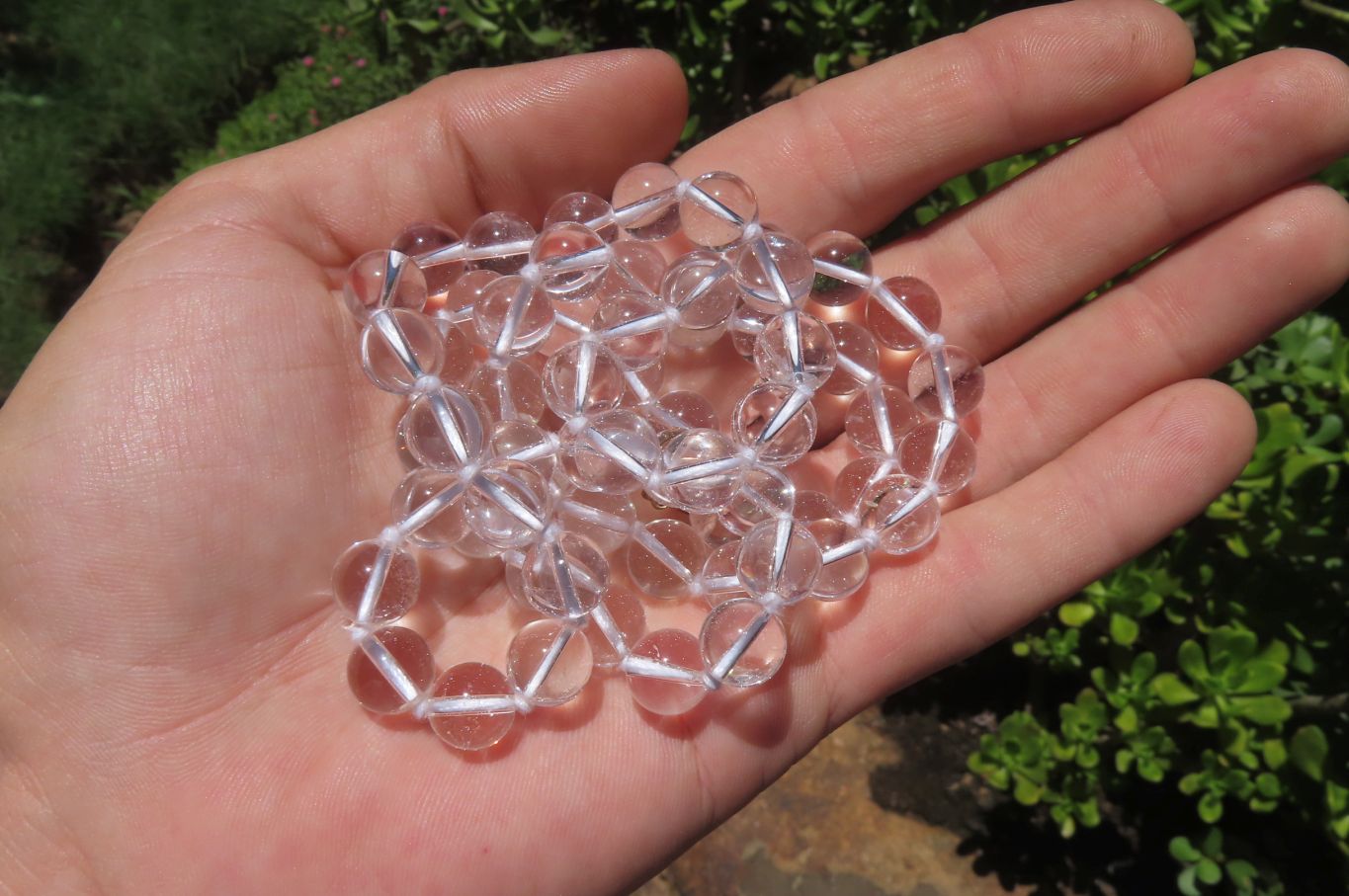 Polished Quartz Rock Crystal Ball Shaped Beaded Necklace - Sold Per Item - From Brazil - Toprock Gemstones and Minerals 