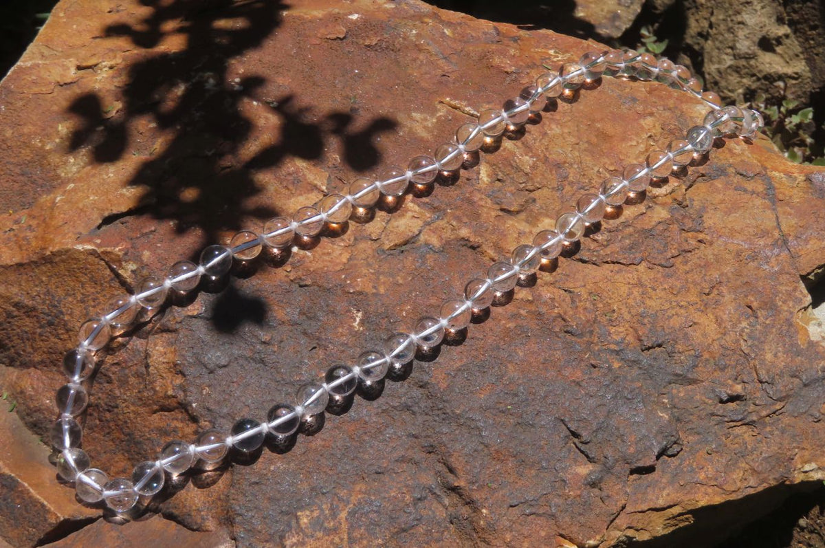 Polished Quartz Rock Crystal Ball Shaped Beaded Necklace - Sold Per Item - From Brazil - Toprock Gemstones and Minerals 