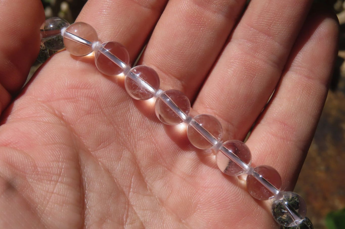 Polished Quartz Rock Crystal Ball Shaped Beaded Necklace - Sold Per Item - From Brazil - Toprock Gemstones and Minerals 